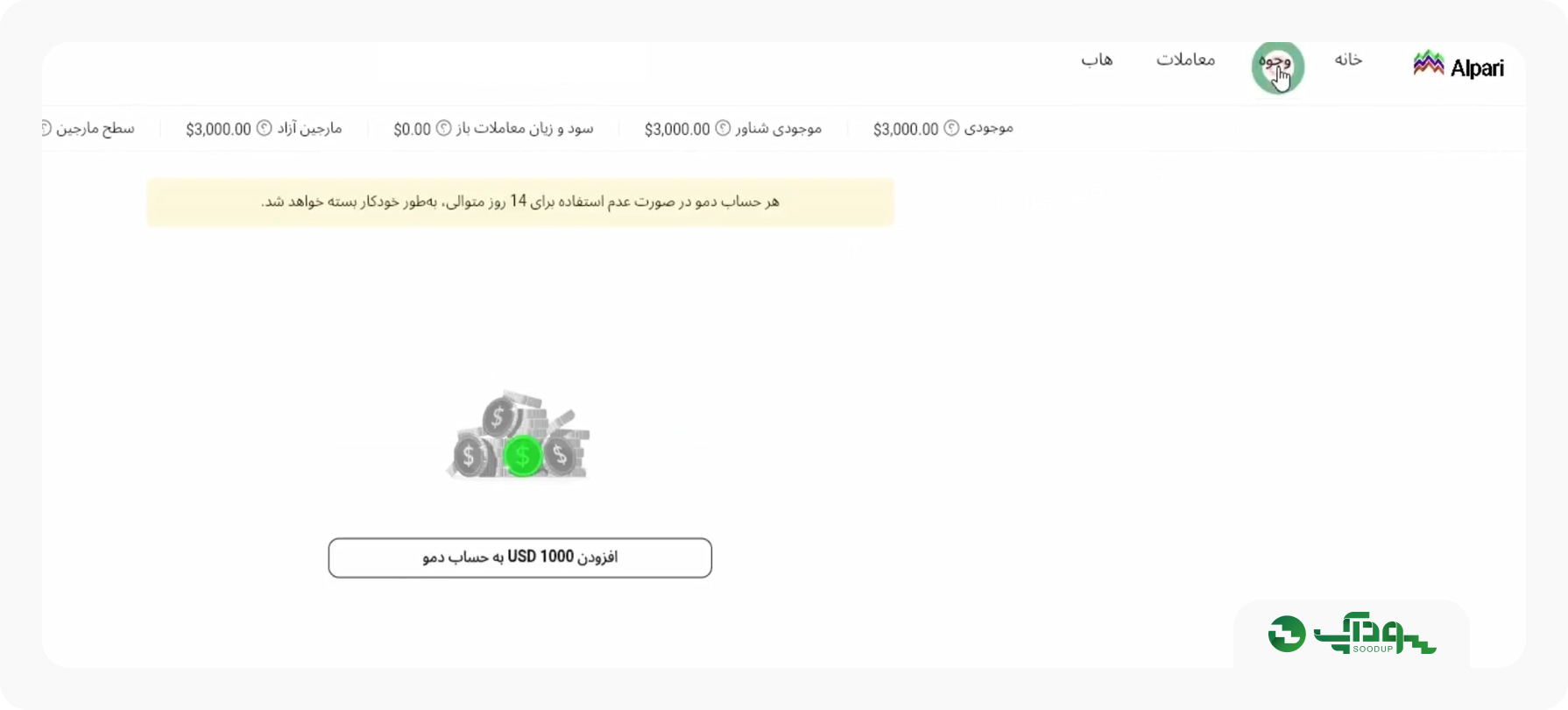 گزینه وجوه در کابین الپاری