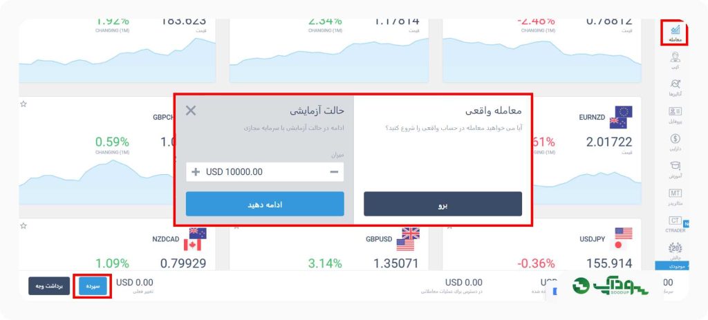 شارژ حساب دمو در لایت فایننس