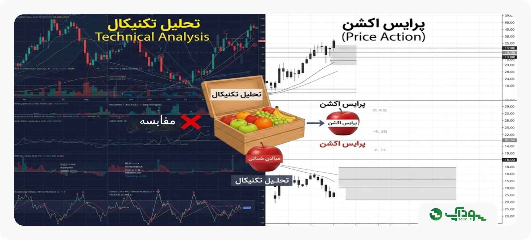 مقایسه تحلیل تکنیکال و پرایس اکشن در معاملات