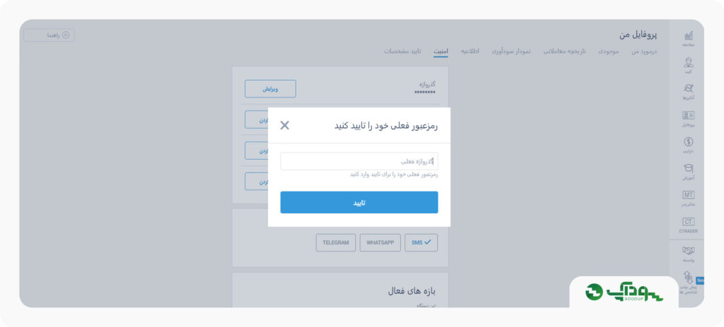 وارد کردن رمز 6 رقمی در احراز هویت در بروکر لایت فایننس