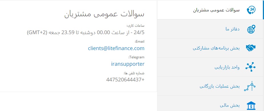پشتیبانی لایت فایننس