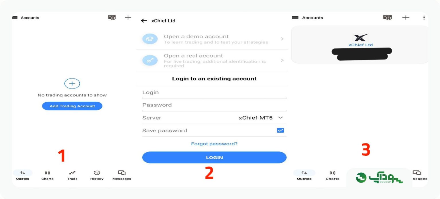 مراحل افتتاح حساب در متاتریدر 5 اندروید