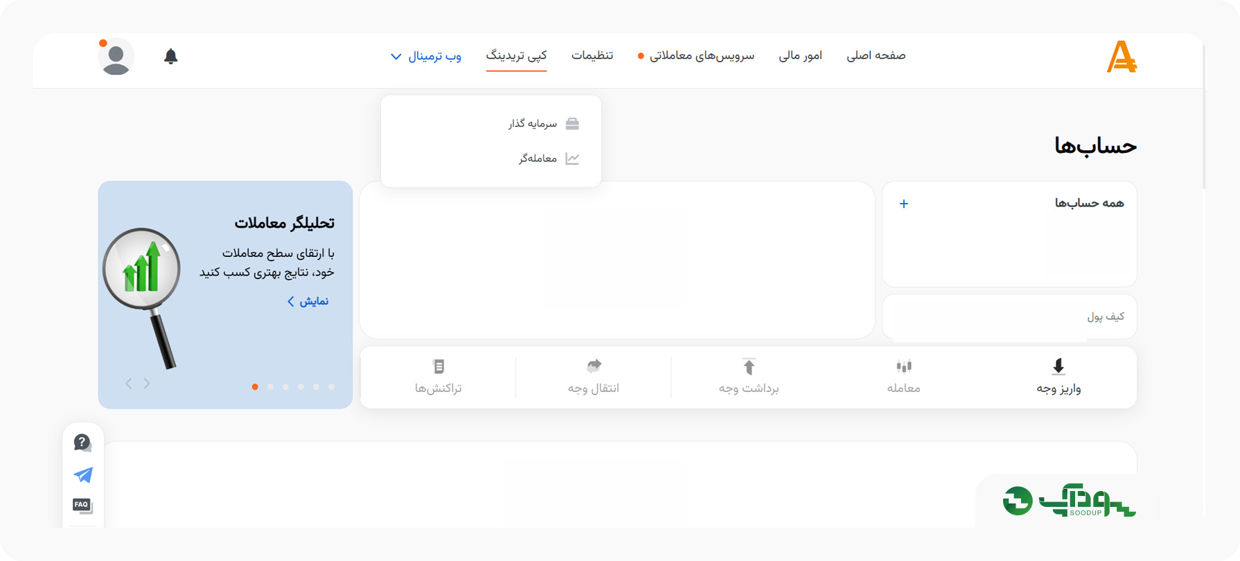 کپی تریدینیگ در کابین آمارکتس